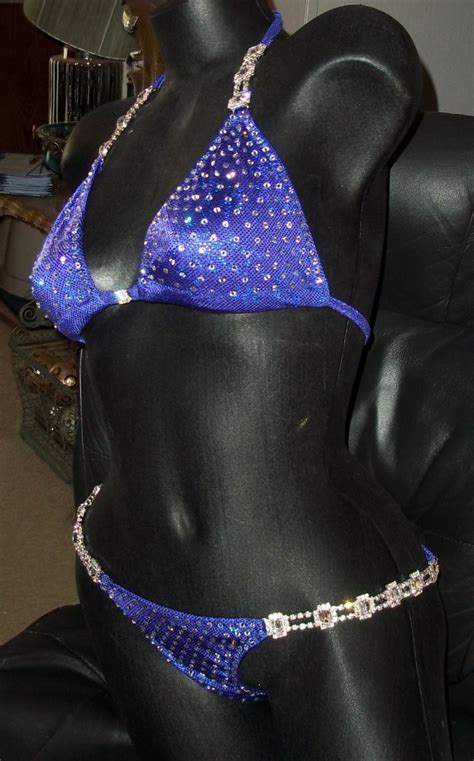 Style Royal Purple Hologram Metallic Competition Bikini With