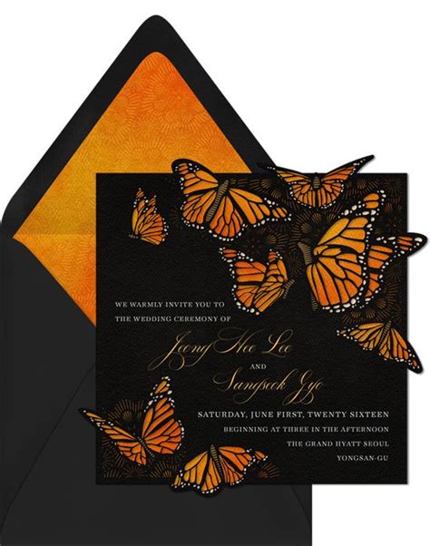 Monarch S Tale Invitations In Orange Greenvelope Butterfly