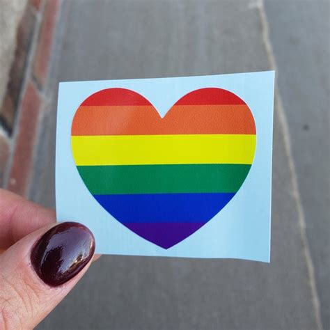 Rainbow Heart Sticker Gay Pride Decal Etsy