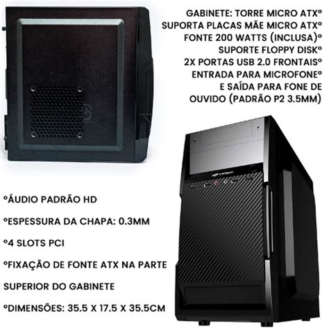 Gabinete Micro atx Fonte 200W Preto MT 25 em Promoção na Americanas