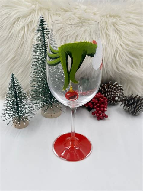 Hand Painted Grinch Wine Glasses Christmas Etsy