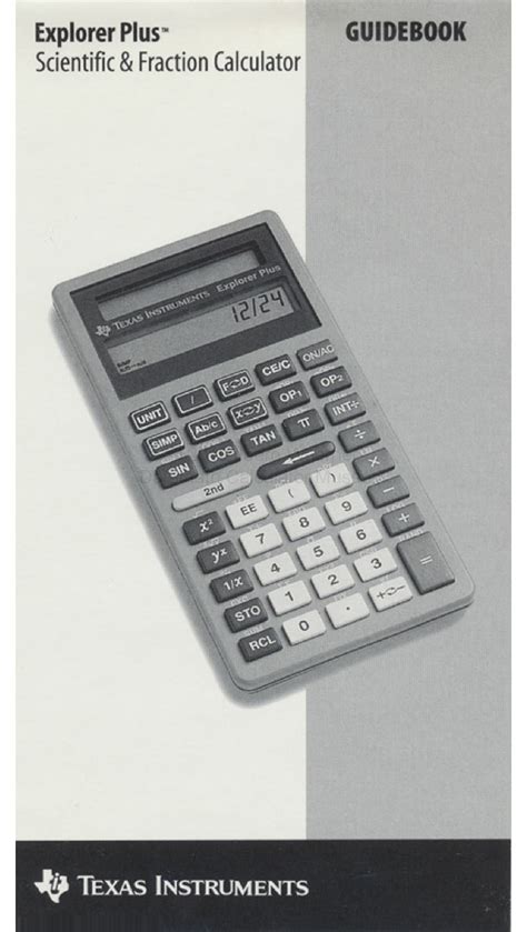 Texas Instruments Ti 32 Explorer Plus Solar Powered Calculator Manual Book Pdf Download