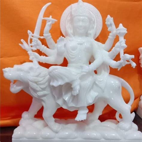 Painted Hindu White Marble Durga Maa Statue For Worship At Rs In