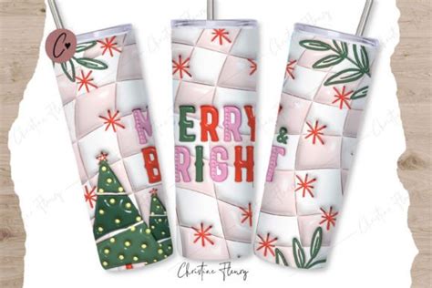 D Inflated Merry Bright Tumbler Wrap Graphic By Christine Fleury