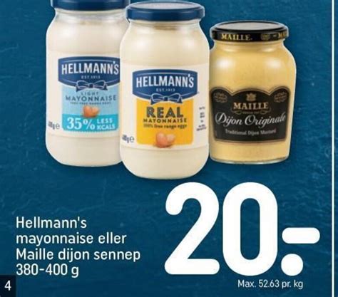 Hellmann S Mayonnaise Eller Maille Dijon Sennep G Tilbud Hos