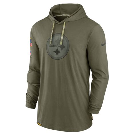 Pittsburgh Steelers Men S Nike Salute To Service Sts Hooded Long Sleeve T Shirt