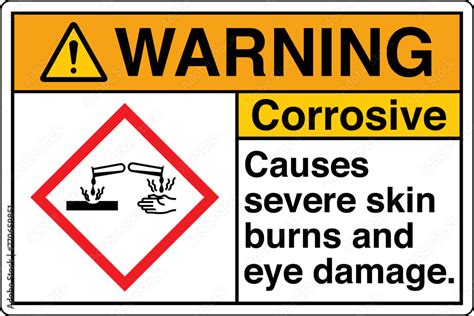 ANSI Z535 WARNING GHS Chemicals Label and Hazard - Corrosive Causes ...