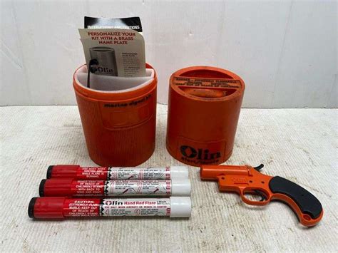 Olin Marine Signal Kit Includes Hand Flares And Flare Gun With 3