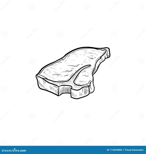 T Bone Beef Steak Hand Drawn Sketch Icon Stock Vector Illustration