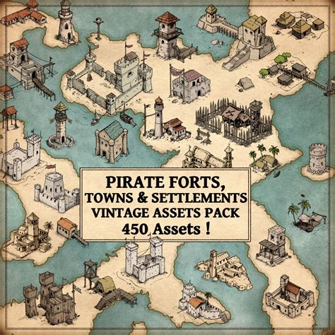 Pirate Forts Towns And Settlements Cartography Assets Pack