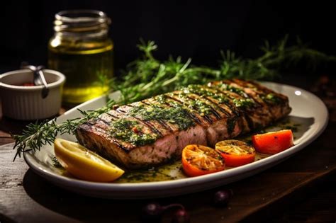 Premium Photo Grilled Tuna Steaks With Lemon Herb Marinade