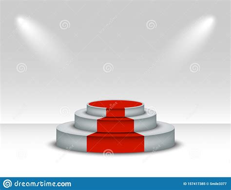 White Podium With Red Carpet Winner Pedestal With Lighting On White