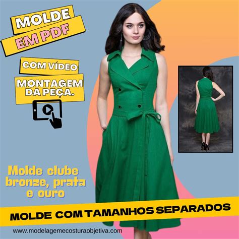 MOLDE EM PDF VESTIDO TRANSPASSADO GOLA E SAIA GODÊ VIDEO DE