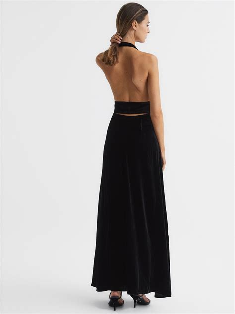 Velvet Maxi Dress In Black Reiss