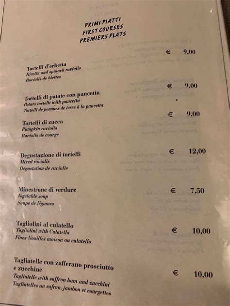 Menu Da Trattoria Del Tribunale Ristorante Parma