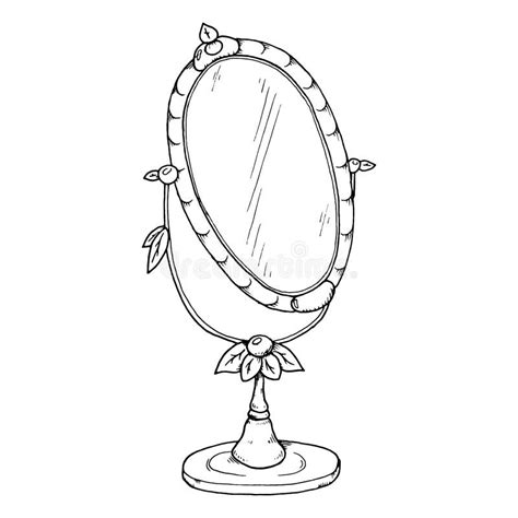 Mirror Sketch Vector Illustration Of A Table Mirror Vintage Mirror