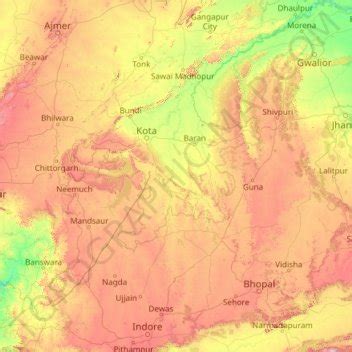 Chambal topographic map, elevation, terrain