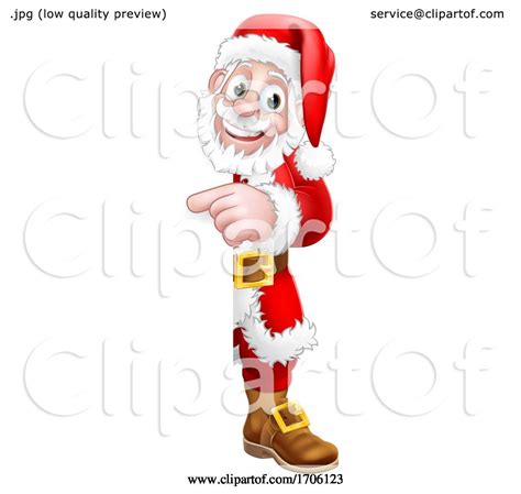 Santa Claus Christmas Cartoon Peeking Pointing By Atstockillustration 1706123