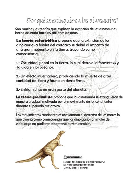 Sintético 162 Texto expositivo de la extincion de los dinosaurios