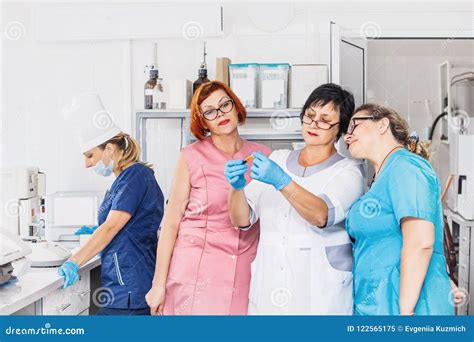 Laboratory in the Hospital with Doctors Lab Technicians Conducting the ...