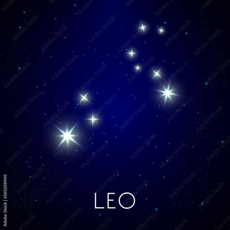 Constellation of Leo zodiacal sign, bright stars on night sky Stock ...