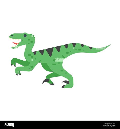 Ilustración de estilo plano vector animal prehistórico Velociraptor