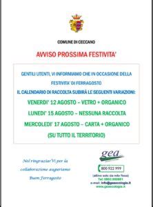 Comune Di Ceccano Raccolta Differenziata Calendario Festivit