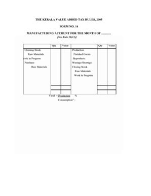 Fillable Online THE KERALA VALUE ADDED TAX RULES 2005 FORM NO 14