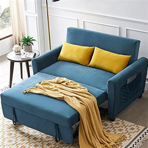 Polibi 55 Modern Convertible Sleeper Sofa Bed W 2 Big Side Pockets