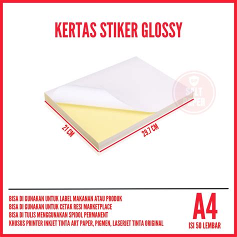 Jual Kertas Stiker A4 Glossy 50 Lembar Stiker Glossy A4 Sticker Glossy A4 Shopee Indonesia