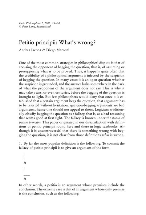 (PDF) Petitio principii: What's wrong?