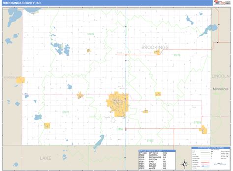 Brookings County South Dakota Zip Code Wall Map