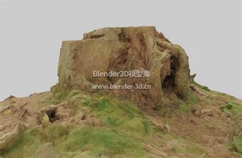 Blender Pbr橡树树桩3d模型素材资源免费下载 Blender3d模型库