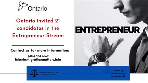 Ontario Invited 21 Candidates In The Entrepreneur Stream