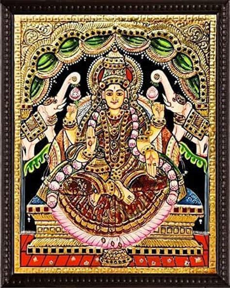 Gajalakshmi Tanjore Painting Masterpiece With Frame