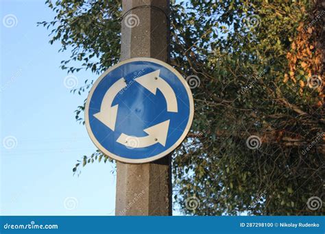 Traffic sign : Roundabout stock photo. Image of sign - 287298100