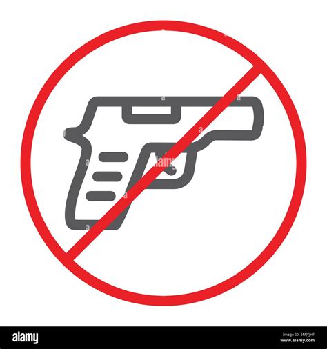 No Gun Line Icon Prohibited And Restriction No Weapon Sign Vector