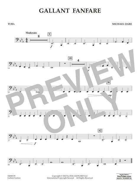 Gallant Fanfare Tuba By Michael Oare Sheet Music For Concert Band At