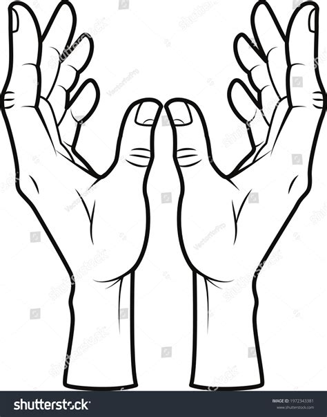 Vector Praying Hands Black White Stock Vector Royalty Free 1972343381