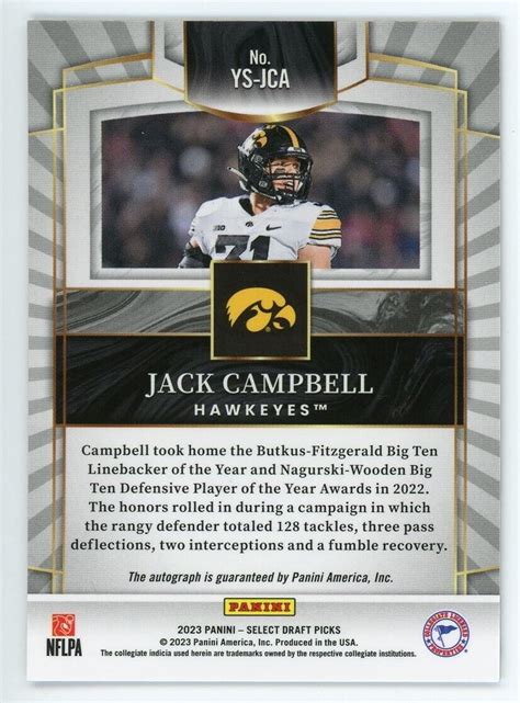 2023 Panini Select Draft Picks JACK CAMPBELL Youth Explosion Rookie