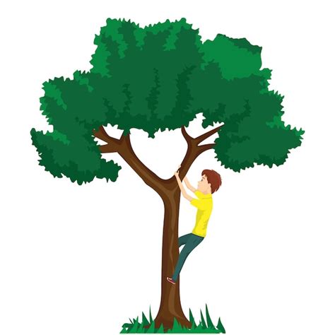 Premium Vector Boy Climbing Tree Vector Illustration