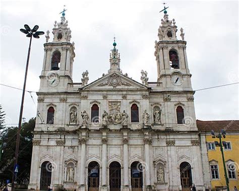 Main Facade Of Estrela Basilica In Lisbon Portugal Editorial