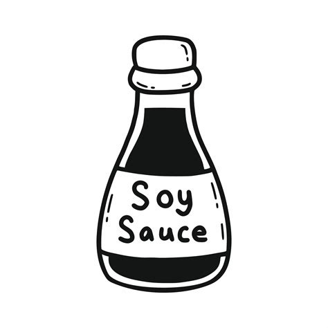 Bottle Of Soy Sauce Seasoning For Dish Vector Doodle Illustration