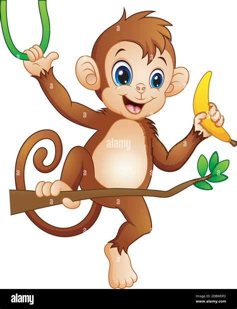 Monkey Holding Banana Cartoon Character Hi Res Stock Photography And