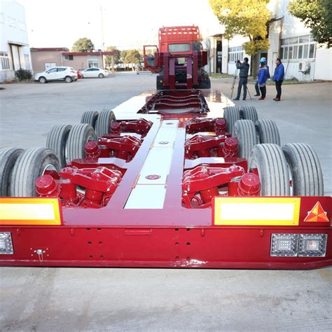 Tri Axle Low Bed Loader Ton Gooseneck Lowboy Semi Truck Trailer