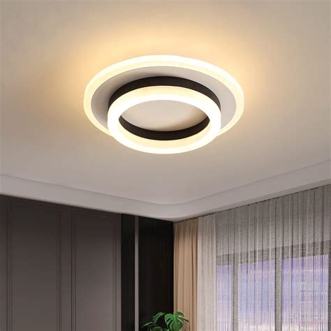 Plafonnier Led Moderne 24W 2600LM Noir Rond Plafonnier Led Élégant