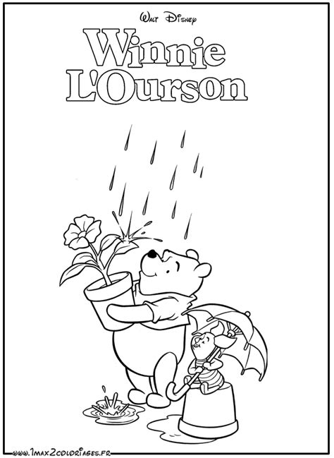 Coloriages Winnie L Ourson Par Walt Disney Winnie Et Porcinet Sous La