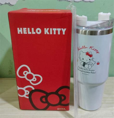 正版授權 Hello Kitty Kt 不鏽鋼把手吸管杯 冰壩杯 冰霸杯 Kitty 水壺 水杯 保冷保溫 手提 保溫杯 家具及居家用品