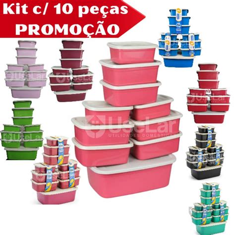 Kit Potes Pl Stico Herm Tico Tampa Conjunto Pe As Alimentos E