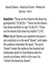 Barack Obama - American Dream - Rhetorical Devices.pdf - Barack Obama ...